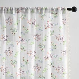 Lovous Curtains-ll0508-a-84-2 Floral Curtains Farmhouse For Living Room 84 Inch Length Linen Flowe