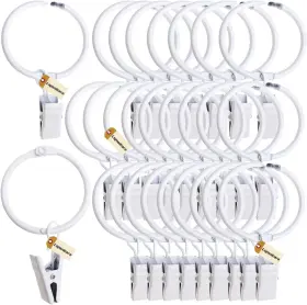 2-op-30t Lsgoodcare Openable Curtain Clips With Rings White 2inch Strong Metal Decorativ