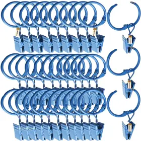 Ri-1-bu-op Lsgoodcare 40pcs Blue Openable Curtain Clips With Rings 1inch Strong Metal Decorative C