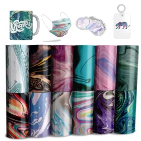 F-acs-10013-s Lucky Goddness Marble Sublimation Transfer Sheets 12 Pcs 4.5x12 Inch Watercolor Pattern Pre-ed