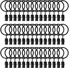 Lularine 313096922911 42 Pack Curtain Rings With Clips 1.26 Inch Interior Diameter Metal Drapery Ring