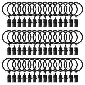 Lularine 796391137400 42 Pack Curtain Rings With Clips 1.26 Inch Interior Diameter Metal Drapery Ring W