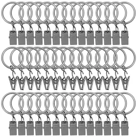 B0dfy99kmx Lularine 42 Pack Curtain Rings With Clips 1.26 Inch Interior Diameter Metal Drapery Ring W