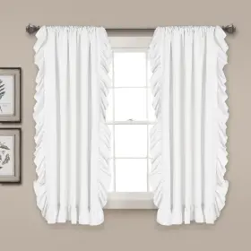 16t001459 Lush Decor Reyna Ruffle Window Curtain Panel Set Pair 54 Inch W X 63 L White