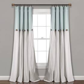 Lush Decor 16t004038 Linen Button Window Curtain Panel Single 40 Inch W X 84 L Blue And O
