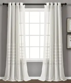 16t004984 Lush Decor New Bridie Grommet Sheer Window Curtain Panels 52x84 Set White 2