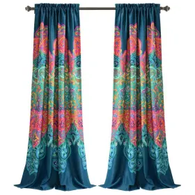 16t005069 Lush Decor Room Darkening Curtain Chic Stylish Window Panel Turquoise/navy