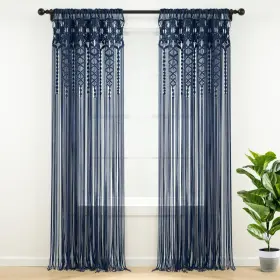16t005404 Lush Decor Boho Macrame Textured Cotton Window Curtain Panel Single 40 Inch W X 8