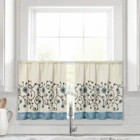 Lush Decor 194938033817 Royal Garden Kitchen Tier Window Curtain Panel Blue 29 Inch X 24