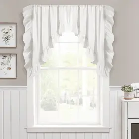 Lush Decor 194938035934 Linen Ruffle Kitchen Tier Window Curtain Panel White 38 Inch X 34