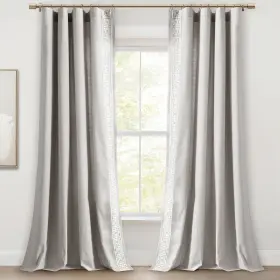Lush Decor 194938070058 Luxury Modern Square Embroidery Border Window Curtain Panels