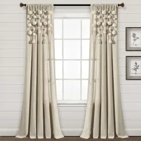 21t010113 Lush Decor Boho Pom Tassel Linen Window Curtain Panel Single 95 Inch