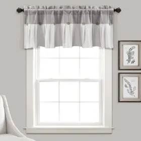 21t010116 Lush Decor Linen Button Farmhouse Valance 52 Inch W X 18 L Gray And Off-white -