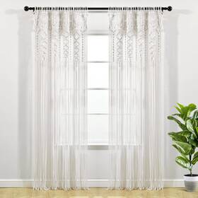 Lush Decor 21t011697 Boho Macrame Textured Indoor/outdoor Window Curtain Single Panel