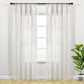 21t011697 Lush Decor Boho Macrame Textured Indoor/outdoor Window Curtain Single Panel