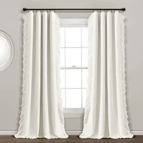 21t013392 Lush Decor Reyna Ruffle 100% Lined Blackout Window Curtain Panel Single Pane