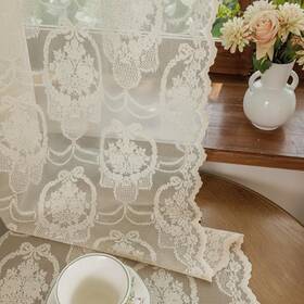 Luyicozy Qq111 Ivory Vintage Country Floral Lace Sheer Curtains 84 Inches Long -rod Pocket L