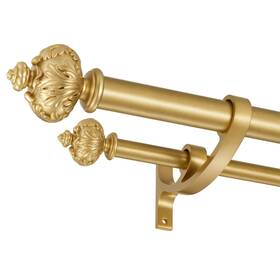 Lwiiom Dou-ye-xing-80 Heavy Duty Double Curtain Rod With Palm Leaves Finials And Aluminum Bouquet B