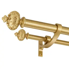 Dou-ye-xing-80 Lwiiom Heavy Duty Double Curtain Rod With Palm Leaves Finials And Aluminum Bouquet B