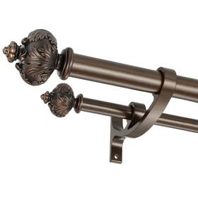Lwiiom Dou-ye-xing-81 Heavy Duty Double Curtain Rod With Palm Leaves Finials And Aluminum Bouquet B