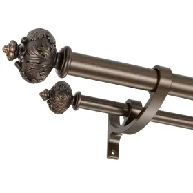 Dou-ye-xing-81 Lwiiom Heavy Duty Double Curtain Rod With Palm Leaves Finials And Aluminum Bouquet B