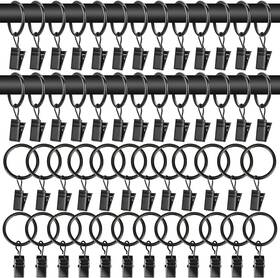 Ly-curtain Rings 445026061049 50pcs With Clips - Black Metal Drapery 1.26 Inch