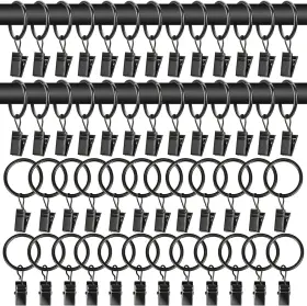 Ly-curtain Rings 445026061049 50pcs With Clips - Black Metal Drapery 1.26 Inch
