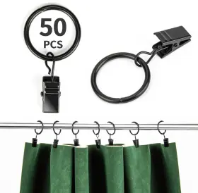 Ly-curtain Rings 705353900334 50pcs With Clips - Black Drapery 1