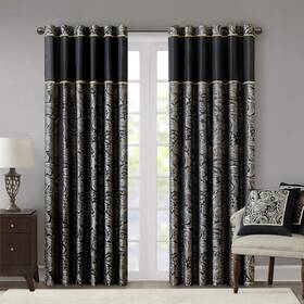 Madison Park Mp40-693 Aubrey 2 Panel Curtain Faux Silk Paisley Jacquard Rod Pocket Cu