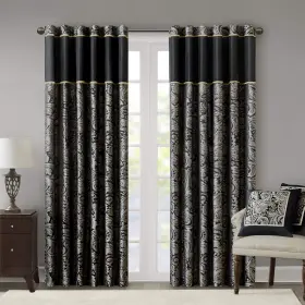 Mp40-693 Madison Park Aubrey 2 Panel Curtain Faux Silk Paisley Jacquard Rod Pocket Cu