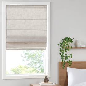 Madison Park Mp40-7978 Kyler Cordless Roman Shades - 27 Inch W X 64 H Linen Blend Natural