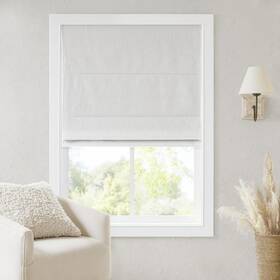 Madison Park Mp40-8655 Cordless Roman Shades 29 Inch W X 64 H Total Blackout - White Slub