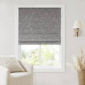 Madison Park Mp40-8667 Cordless Roman Shades 29 Inch W X 64 H Total Blackout - Grey Slub