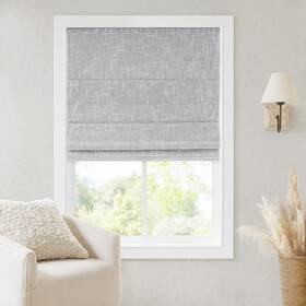 Madison Park Mp40-8918 Cordless Roman 29 Inch W X 64 H Total Blackout - Light Grey Slub