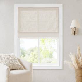 Madison Park Mp40-9004 Cordless Roman Shades 34 Inch W X 64 H Room Darkening - Linen Slub