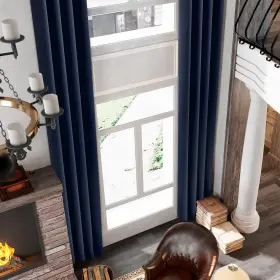 Mh-f26-navy-50192 Maiher Blackout High Ceiling Curtain 192 Inches Long Room Darkening Thermal