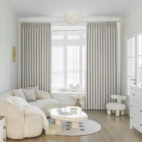 Mhpp-xcm01-54w96 Maiher Greyish Beige Full Blackout Linen Textured Pinch Pleat Curtain 96 Inch