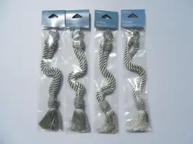 28-4600-14 Mainstays Lot Of 4 Sage Rope Tassel Curtain Tiebacks 18 Inch