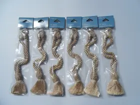 28-4600-72 Mainstays Lot Of 6 Gold Rope Tassel Curtain Tiebacks 18 Inch