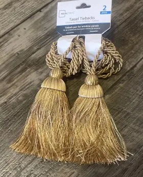 Ms13-014-011-06 Mainstays Vintage Gold Rope Tassel Curtain Tiebacks 2 Pack New