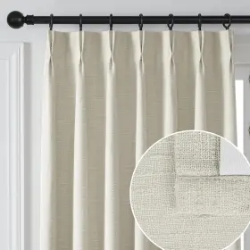 Mc05 Maison Colette 791727389799 Full Blackout Pinch Pleated Linen Texture Curtain For Living Room Back Tab Lu