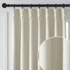 Mc05 Maison Colette Linen Pinch Pleated Sheer Curtain With Liner For Bedroom Back Tab Luxury Full