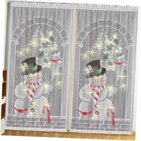 Mango Street 631384828227 2pcs Christmas Snowman Curtain Panel Festive Colorful