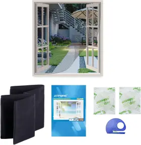Jf-wmnk-bl-02 Manufacture Diy Window Screen 2 Pieces Of Mesh Net In 130 155cm With Rolls S