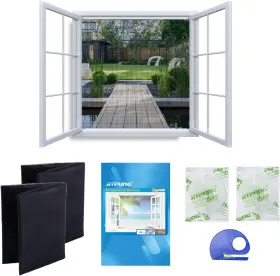 Jfws-03yb1315-02 Manufacture Diy Window Screen 2 Pieces Of Mesh Net In 130 155cm With Rolls Self-adhesi