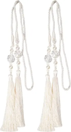 99809 Manufacturing Company Accessory Small Bead Rope Window Curtain Tieback One Size White