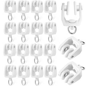 Manwetye 1449 50 Pcs White Plastic Curtain Track Rollers 11mm With Hooks
