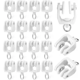1449 Manwetye 50 Pcs White Plastic Curtain Track Rollers 11mm With Hooks