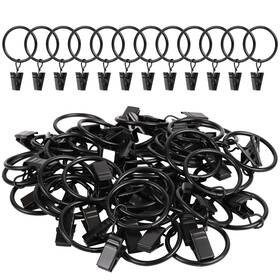 Manysky 100600blk Curtain Rings With Clips 42 Pack Metal Drapery Hooks Hanger