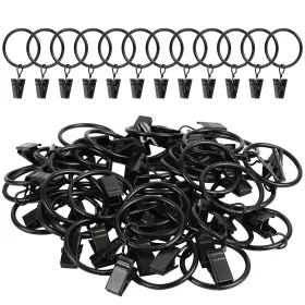 100600blk Manysky Curtain Rings With Clips 42 Pack Metal Drapery Hooks Hanger
